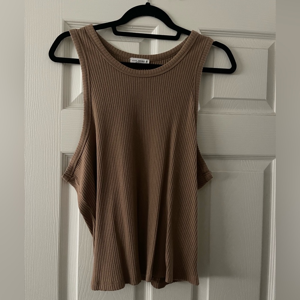 Good American Ribbed Brown Tank Top
